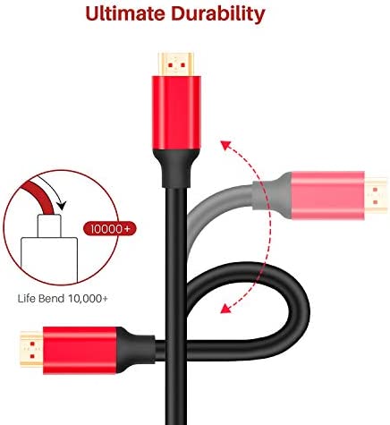 4K HDMI Cable 10ft, HDMI Cord (10 feet HDMI to HDMI, Top Series) Supports (4K@60HZ, 1080p FullHD, UHD, Ultra HD, 3D, High Speed with Ethernet, ARC, PS4, Xbox, HDTV) by XXONE (10ft)