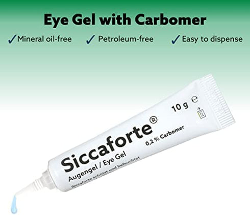Siccaforte Eye Gel for Dry Eyes | Intensive Dry Eye Gel with Carbomer | Smooth, Moisturizing and Healing for Fresh Eyes | Soothes Irritated and Sore Eyes | Suitable for Day Time Use | Long Term Relief