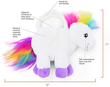 Plushible Bridging Miles with Smiles Plush Unicorn Purse - Soft, Fluffy, Functional Stuffed Unicorn Purse for Kids - Cute Stuffed Animal Unicorn Toy