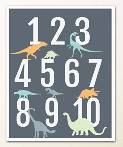 Dinosaur Number Wall Art Print 11x14, Nursery Decor, Counting Poster, Kid's Room Decor, Gender Neutral Nursery Decor, Baby Room Decor, Playroom Decor, Children Wall Art, Dinosaur Nursery
