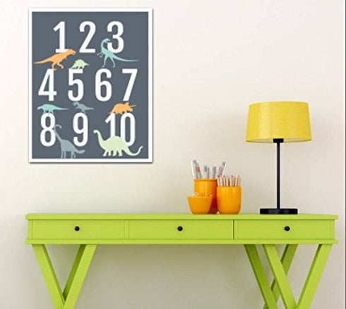 Dinosaur Number Wall Art Print 11x14, Nursery Decor, Counting Poster, Kid's Room Decor, Gender Neutral Nursery Decor, Baby Room Decor, Playroom Decor, Children Wall Art, Dinosaur Nursery