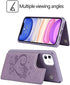 Jaorty for iPhone 11 Wallet Case with RFID Blocking Card Holder for Girls Women,Premium PU Leather Magnetic Buttons Stand Flip Wrist Strap Case for iPhone 11 6.1 Inch,Heart Purple