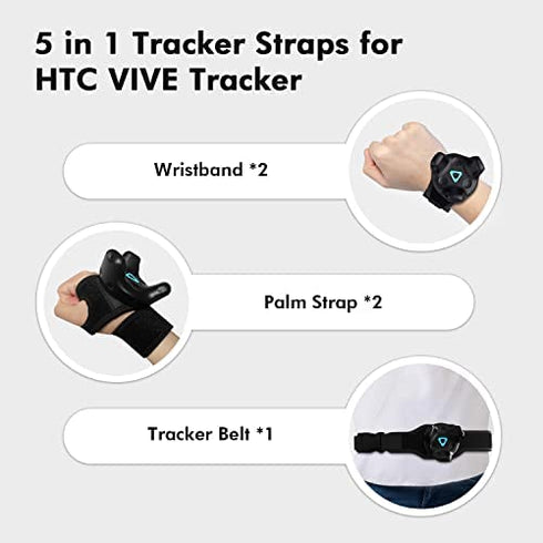 AMVR VR Full Body Tracking Straps, Adjustable Tracker Straps and Belt for HTC Vive Tracker (1 Tracker Belt + 2 Palm Straps + 2 Foot Straps, Vive Tracker NOT Included)