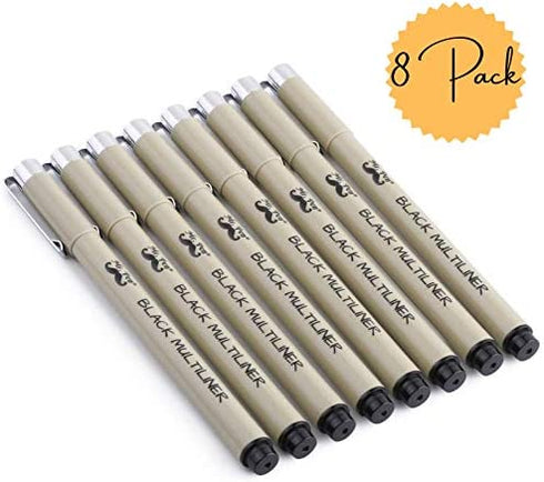 Mr. Pen- Drawing Pens, Black Multiliner, 8 Pack, Anime Pens, Sketch Pens, Micro Pen, Drawing Pens for Artists, Fineliner Pens, Art Pens, Inking Pens, Line Art Pens, Bible Journaling Pens, Fine Point