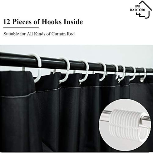 Bartori Home Decorative Shower Curtain with Free Hooks Overstriking and illegible White Words Get Naked On Black Background Waterproof Polyester Fabric Bath Curtain with Size 71''X71''