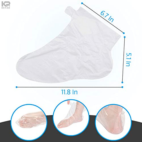 Feet Covers Disposable Moisturizer Socks - 200 Pcs Foot Moisturizing Socks Plastic Socks Pedicure Foot Spa Socks for Women - Feet Wax Paraffin Medicated Socks Wax Feet Care Paraffin Bath Foot Socks