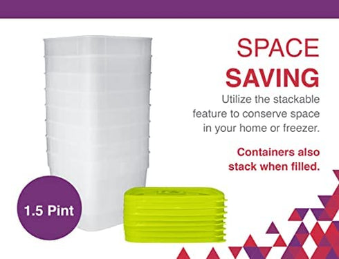Arrow Home Products 1.5 Pint Freezer Food Storage Containers with Lids, 8 Pack - USA Made Reusable Freezer Containers for Food Storage - Prep, Store, Freeze -BPA Free, Dishwasher Safe, 3 Cups, 8 Pack