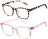 AZorb 2Pack Blue Light Blocking Glasses for Kids Unbreakable Computer Screen Glasses for Boys & Girls - 2 Pack(Transparent Pink+ Leopard)