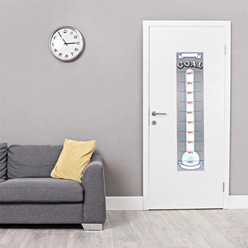 Goal Setting Fundraising Donation Thermometer - 11x48 - Dry Erase Reusable Paper Poster - Fundraiser Milestone Company Goals Chart - Office Wall Temperature Posters Charts (Grey)