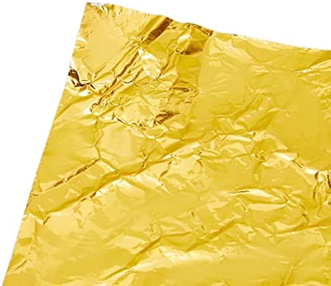 Juvale 100 Pieces Candy Bar Wrappers, Gold Aluminum Foil Wrapping Paper for Chocolate, Caramel, Sweets (6 x 7.5 in)