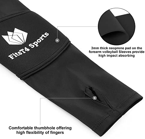 FitsT4 Volleyball Arm Sleeves- Passing Forearm Sleeves with Protection Pad and Thumbhole for Youth 1 Pair