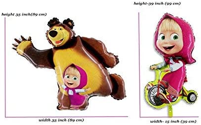 Must Have Set of Two Balloons Masha and the Bear, for Party Supplies and Birthday Globos Masha y el Oso