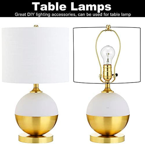 8 Inch Detachable Lamp Shade Harp Holder for Table and Floor Lamps, 2 Set Heavy Duty Lamp Shade Bracket with 3/8 Standard Saddle and Lamp Finial, Polished Brass