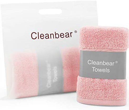 Cleanbear Soft Hand Towels Bathroom Hand Towel Set, 100% Cotton Lightweight for Quick Dry 2 Pack, 13 x 29 Inches (Peach Pink)