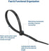 Cable Matters 200-Pack Indoor and Outdoor 6, 8,12-Inch Self-Locking Nylon Zip Ties Assorted Sizes (Tie Wraps, Cable Ties, Zipties) in Black and White