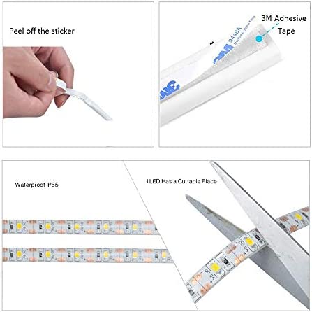 Motion Sensor Wardrobe Light, LED Strip Closet Lights, PIR Auto on/Off, Battery Powered,6000K White for Bedside, Bathroom, Closet, Cabinet, Kitchen, Stairway