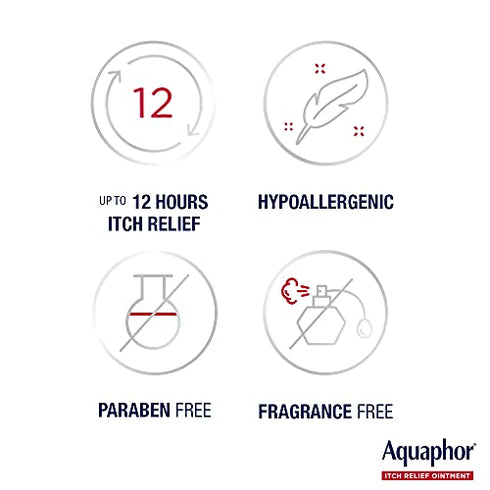 Aquaphor Itch Relief Ointment, 1% Hydrocortisone Anti Itch Skin Ointment, 1 Ounce (Pack of 2)