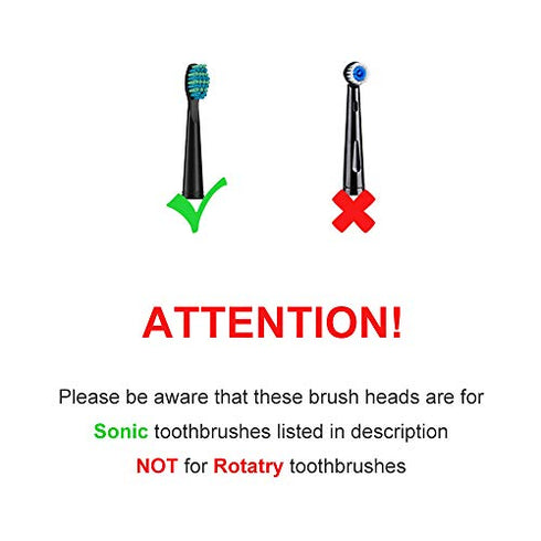 10 Pack Toothbrush Replacement Heads Compatible with Fairywill FW-D1/D3/D7/D8/507/508/551/917/959, Gloridea, Sboly, WOVIDA, YUNCHI Sonic Electric Toothbrushes - Black