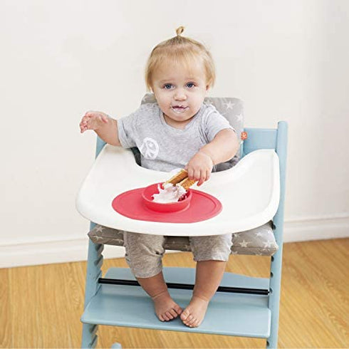 ezpz Tiny Bowl - 100% Silicone Suction Bowl with Built-in Placemat for First Foods + Baby Led Weaning - Fits on All Highchair Trays - 4 Months+ (Coral)