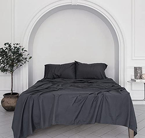 Everspread Bed Sheets (4 Piece Sheet Set) California King Size, Dark Gray. Ultra-Soft & Breathable. Luxury Bedding. Deep Pockets - Fits Mattresses up to 16 inches. Wrinkle & Fade Resistant