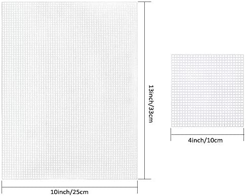 Pllieay 33 Pieces Mesh Plastic Canvas Sheets Kit Including 15 Pieces Clear Plastic Canvas, 12 Color Acrylic Yarn and Embroidery Tools for Embroidery Plastic Canvas Craft