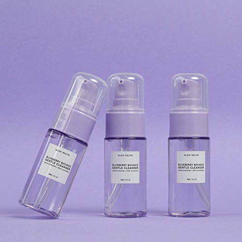 Glow Recipe Mini Blueberry Bounce Gentle Foaming Cleanser - Gentle Exfoliating Facial Wash with Hyaluronic Acid + AHA - Helps Visibly Calm Blemish-Prone Skin, Travel Size Facial Cleanser (30ml / 1 oz)