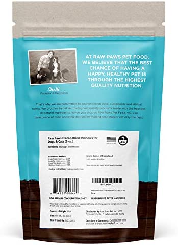 Raw Paws Pet Freeze Dried Minnows for Dogs & Cats, 2-oz - USA Fish Dog Treats - All Natural, Single Ingredient Minnow Cat Treats - Raw Freeze Dried Dog Snacks - Grain Free Cat Reward