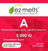 EZ Melts A as Retinol, 5,000 IU, Immune Support, Sublingual Vitamins, Vegan, Zero Sugar, Natural Strawberry Flavor, 60 Fast Dissolve Tablets