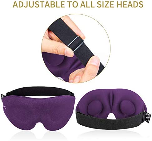 MZOO Sleep Eye Mask for Men Women, 3D Contoured Cup Sleeping Mask & Blindfold, Concave Molded Night Sleep Mask, Block Out Light, Soft Comfort Eye Shade Cover for Travel Yoga Nap, Purple