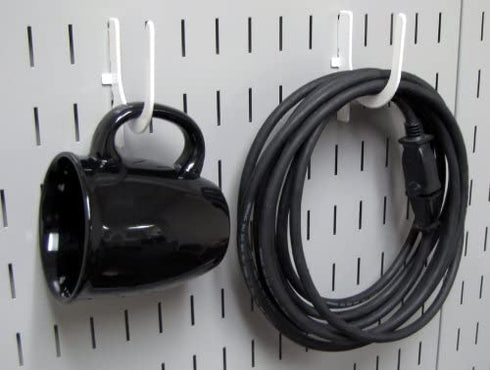 Wall Control Pegboard 3in Reach U-Hook Pegboard Accessory “U” Shaped Slotted Metal Pegboard Hook for Wall Control Pegboard and Slotted Tool Board – White