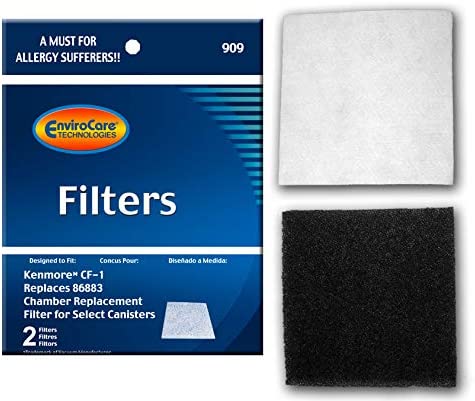 EnviroCare Premium Replacement Vacuum Cleaner Filters made to fit Kenmore Sears Progressive CF1, Progressive & Whispertone, Panasonic Vacuum Cleaners, 86883, 86880, 20-86883, 2 filters
