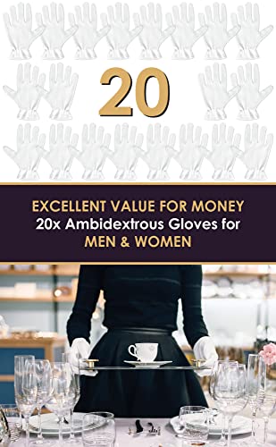 White Gloves XL (10 Pair) - Cotton Gloves for Eczema, Cotton Gloves for Dry Hands, White Cotton Gloves for Women, Spa Glove, Lotion Glove, Sleeping Glove