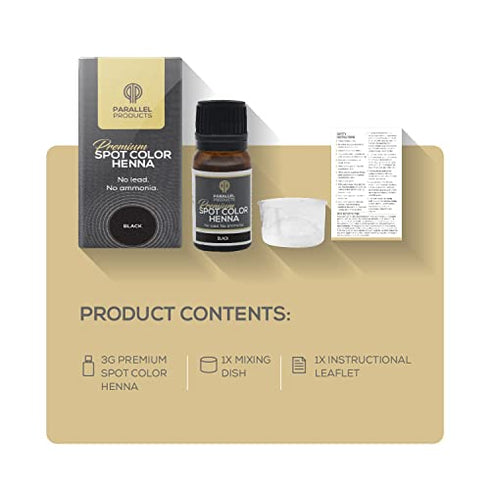 Parallel Products Spot Color Henna Kit - Henna Hair Dye - 3 grams - Tint for Professional Spot Coloring - With Mixing Dish - Covers Grey Hair - Root Touch Up (Black)