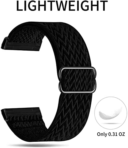 UHKZ Stretchy Nylon Bands Compatible with Fitbit Versa 3/Fitbit Sense for Women Men,Adjustable Breathable Fabric Sport Elastic Wristband for Fitbit Versa Smart Watch,Black