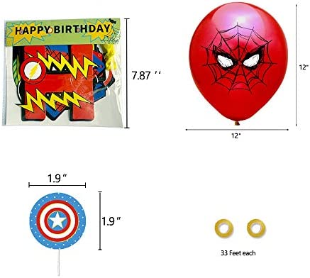 Birthday Party Supplies, Birthday Decorations for Boys Kits Include Birthday Banner, Balloons, Cake Toppers, Gold Flat Ribbon