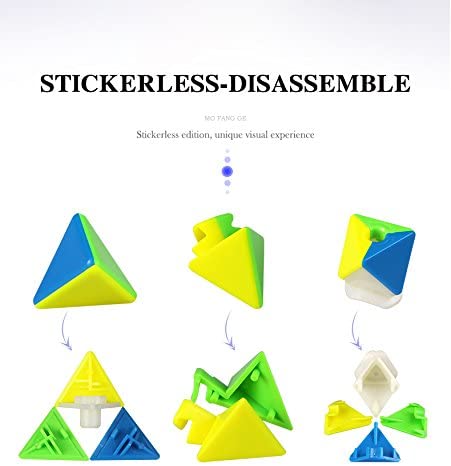 CuberSpeed QY Toys 4x4 Pyramid stickerless Magic Cube Master Pyraminx Speed Cube