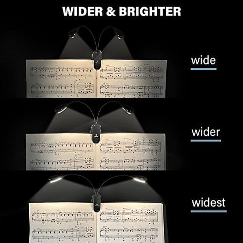 Vekkia 10 LED Music Stand Light, USB/AAA Battery Operated Book Light, Eye-Cared Clip on Light, 3 Brightness×3 Color Light up 2 Full Pages, Perfect for Readers, Kids, Music Stand