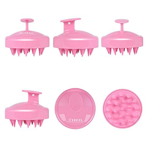 Heeta Hair Scalp Massager Shampoo Brush, with Soft Silicone, Wet and Dry Hair Detangler (2 Pack, Green & Rose Pink)