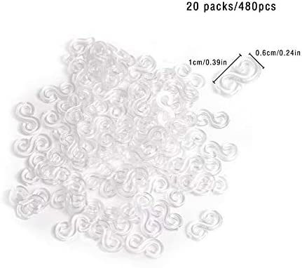 600Pcs Colorful Rubber Bands Refill + 480Pcs S Clip+ 1 Hook for Rubber Band Knitting Hook Tool Kit DIY Rubber Band Bracelet Woven S Clips Connectors Refills for DIY Bracelet Kit
