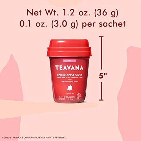Teavana Spiced Apple Cider, Herbal Tea With Cinnamon and Cloves, Caffeine Free 0.1 Ounce (Pack of 12 Sachets Total)