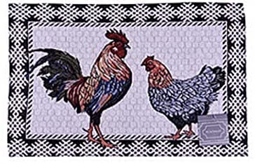 Audrina's Kitchen Set of 4,Scroll Rooster / Country Rooster Design Printed Tapestry placemats for Dining Table,Table Mat for Dining Room Easy to Clean,Machine Washable Size: 13in x 19in