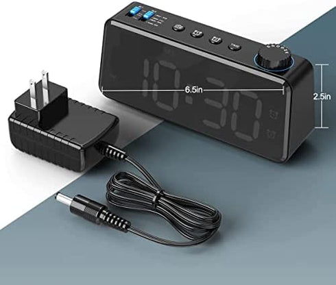 Digital Alarm Clock Radio for Bedroom - 0-100% Dimmer, FM Radio with Sleep Timer, Dual Alarm with Weekday/Weekend, USB Charging Port, Battery Backup, Snooze, Easy to Set, for Bedside Table, Desk