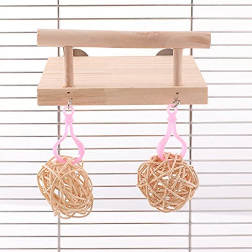 Bird Perches Cage Toys, Bird Wooden Play Gyms Stands with Acrylic Wood Swing, Rattan Ball, Ferris Wheel, Bird Perch Chewing Toys for Green Cheeks, Baby Lovebird, Chinchilla, Hamster