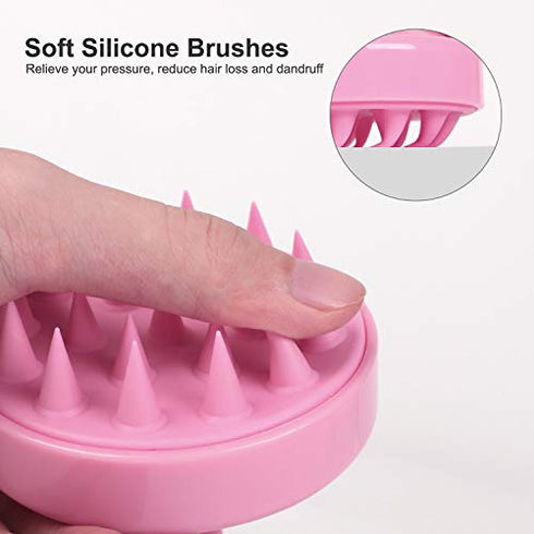 Heeta Hair Scalp Massager Shampoo Brush, with Soft Silicone, Wet and Dry Hair Detangler (2 Pack, Green & Rose Pink)