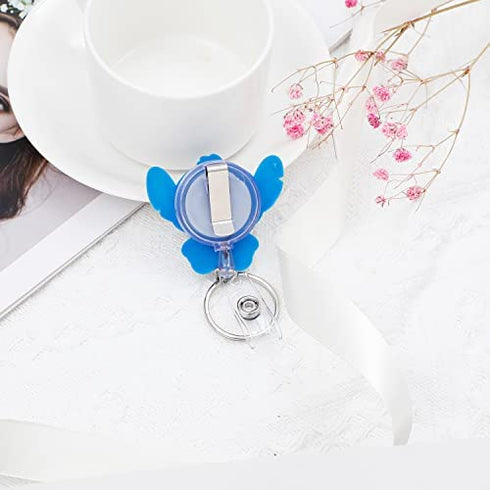 Cartoon Stitch Badge Reel Retractable ID Card Badge Holder with Alligator Clip Name Badge for Student Nurse Employee Coworker (BRL Stitch)