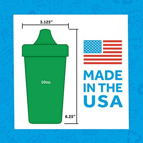 Re Play - 10 oz. No-Spill Sippy Cups for Baby, Toddler, & Child - Made in USA from Recycled Milk Jugs - BPA-Free, Dishwasher Safe - Under The Sea - Lime Green, Aqua, Sky Blue, Navy - 4 Pack