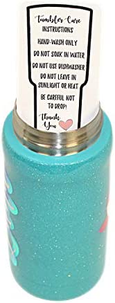 Dusty Pink Heart Handmade Tumbler Care Instruction and Cleaning Card Printed | 50 Pack | Bulk Tumbler Cards in Box For Vinyl, Glitter, Decals, Crafters, Epoxy, Resin
