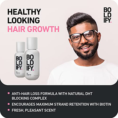 BOLDIFY Hair Thickening Conditioner - Natural Volumizing for Fine Hair, No Sulfates, Biotin Conditioner For Strand Retention, Anti-Hair Loss Conditioner Instantly Stimulates Thicker & Fuller Hair-2oz