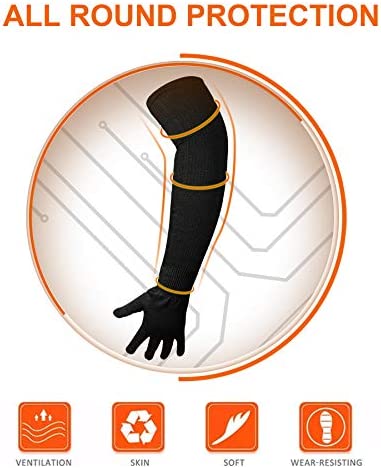CAWANFLY Protective Kevlar Gloves with Sleeves Level 5 Protection Heat & Cut Resistant Sleeves Gloves Safety Sleeves for Welding, Kitchen, Gardening