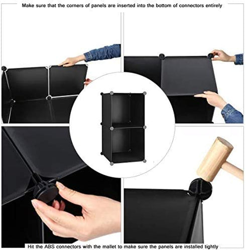 C&AHOME Cube Storage, 2-Cube Organizer Units, Plastic Closet Storage Shelves, DIY Book Shelf, Modular Bookcase, Cabinet Ideal for Bedroom, Living Room, Home Office, 12.4" L x 12.4" W x 24.8" H Black